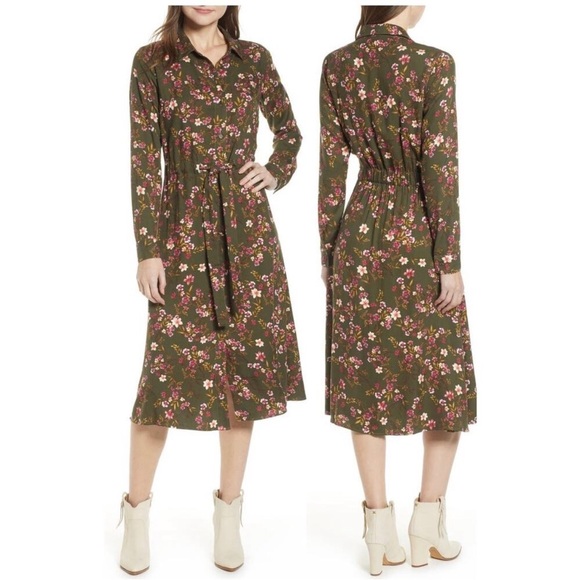 BP Floral Olive Midi Dress - Picture 8 of 8